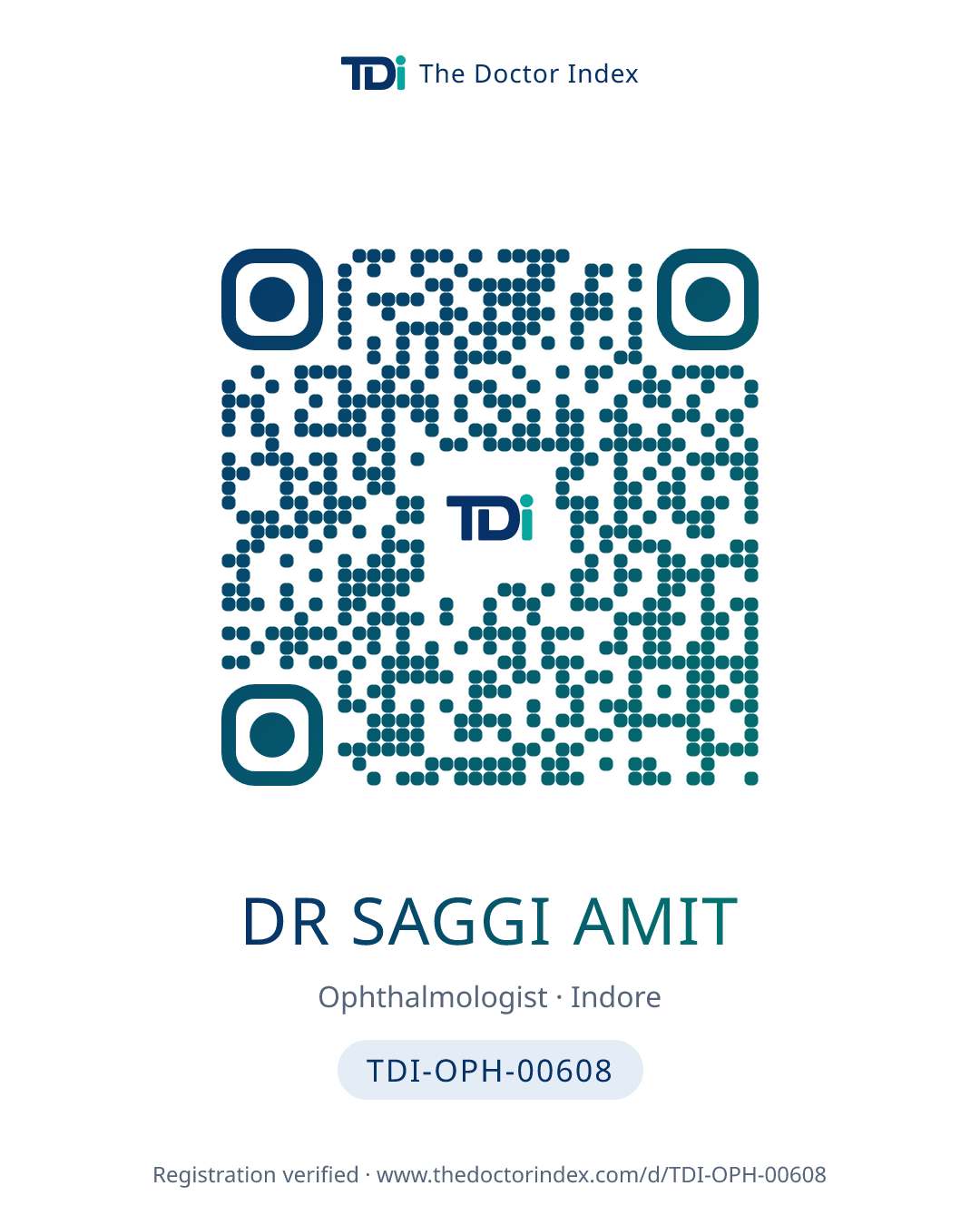 QR card for Dr Saggi Amit, TDI-OPH-00608