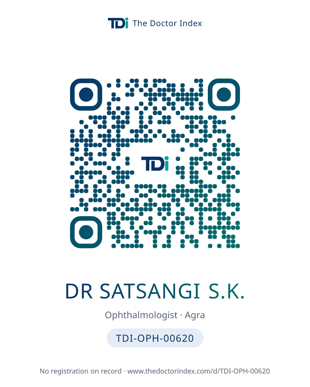 QR card for Dr Satsangi S.K., TDI-OPH-00620