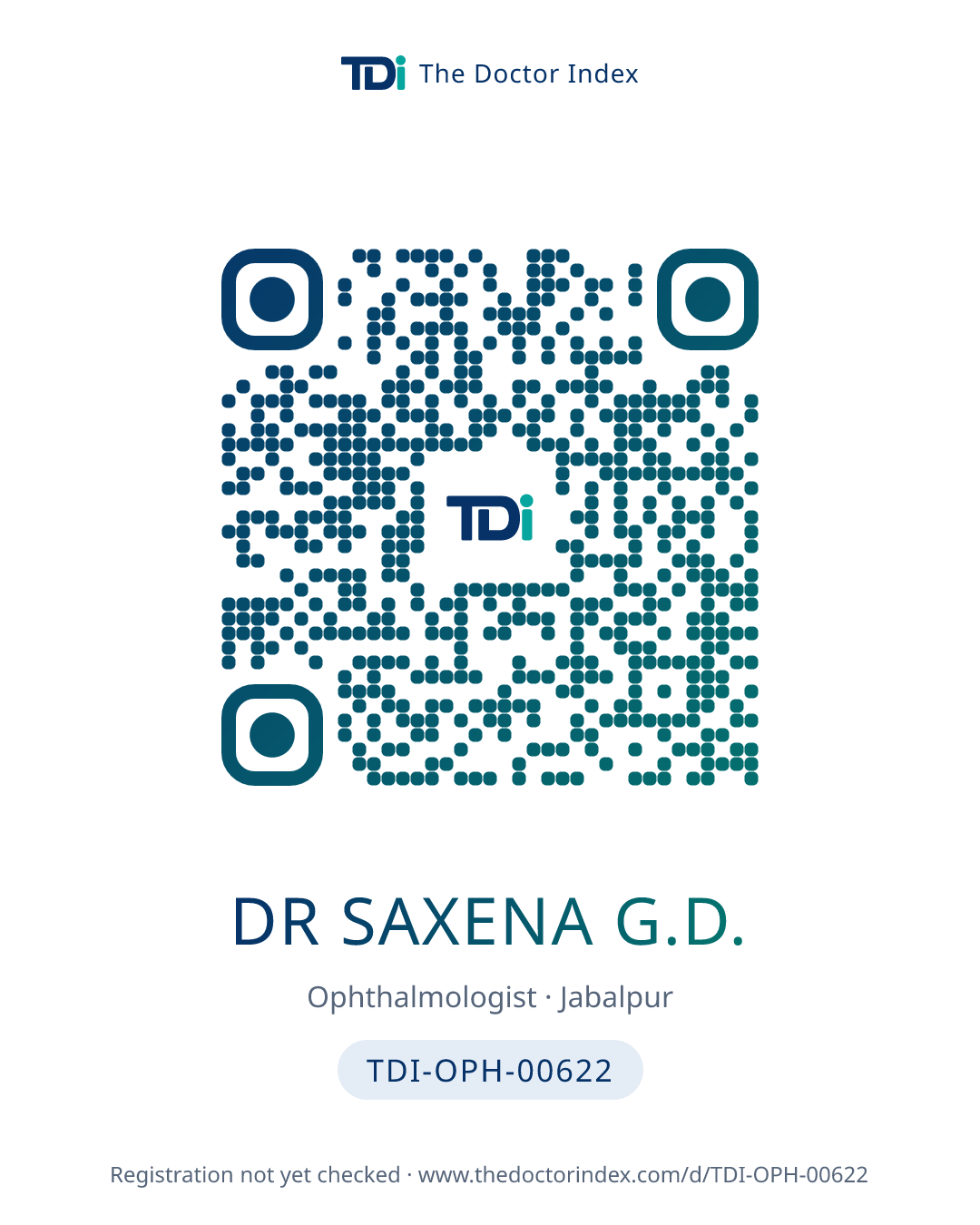 QR card for Dr Saxena G.D., TDI-OPH-00622