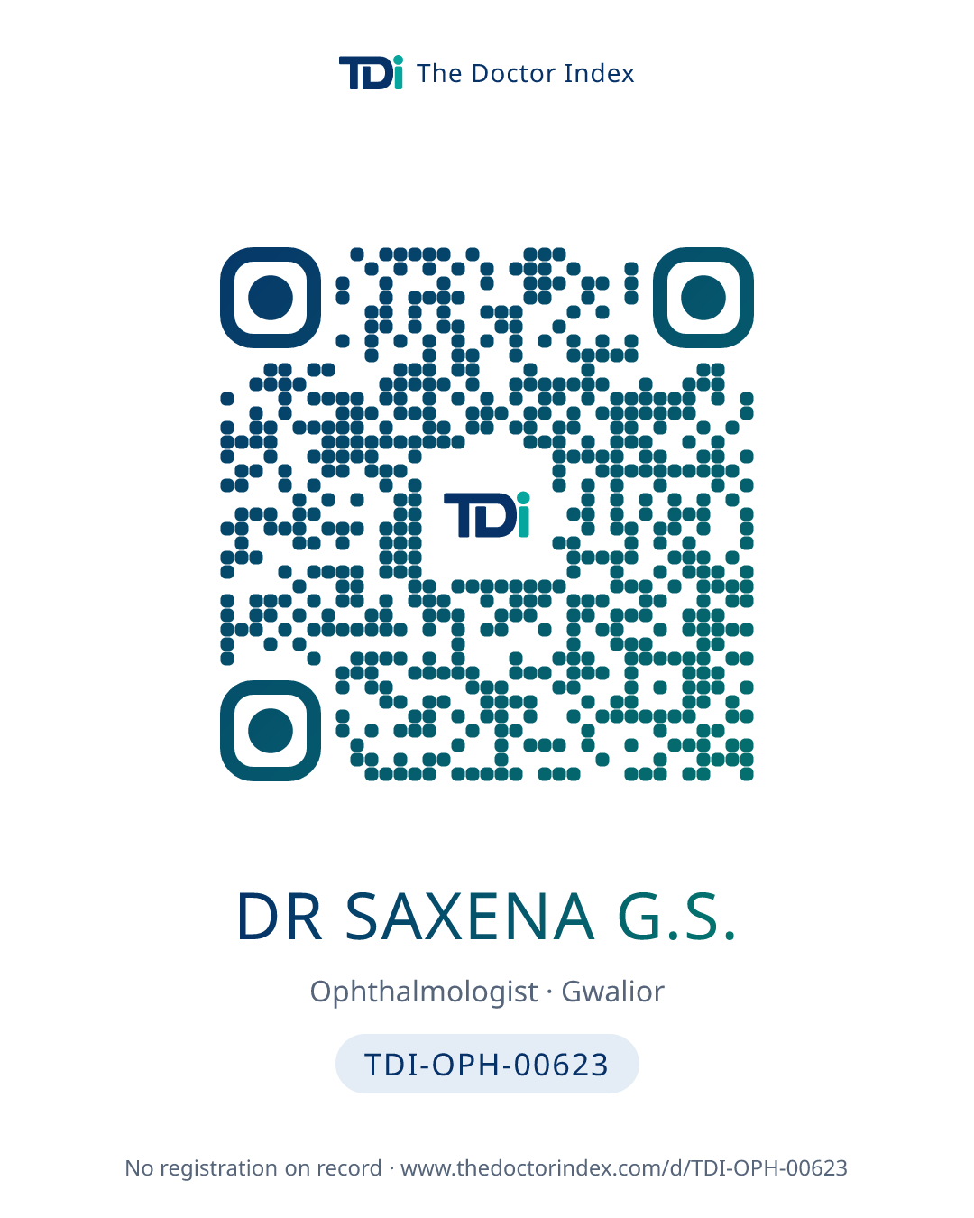 QR card for Dr Saxena G.S., TDI-OPH-00623