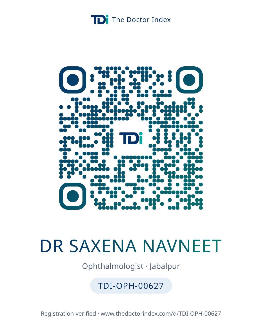 QR card for Dr Saxena Navneet, TDI-OPH-00627