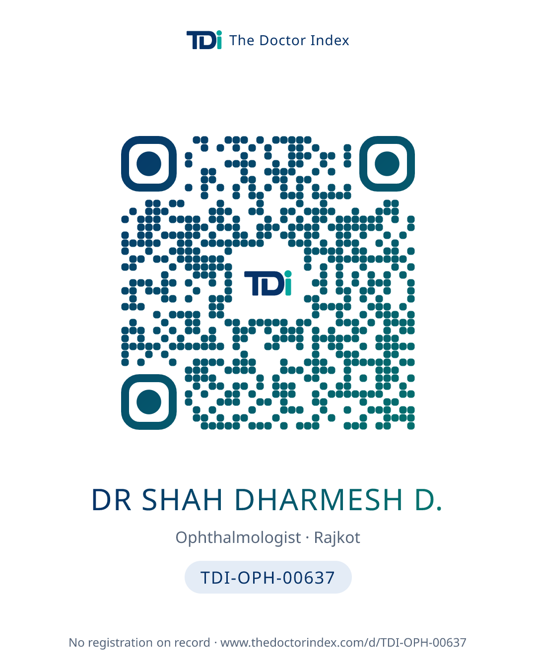 QR card for Dr Shah Dharmesh D., TDI-OPH-00637