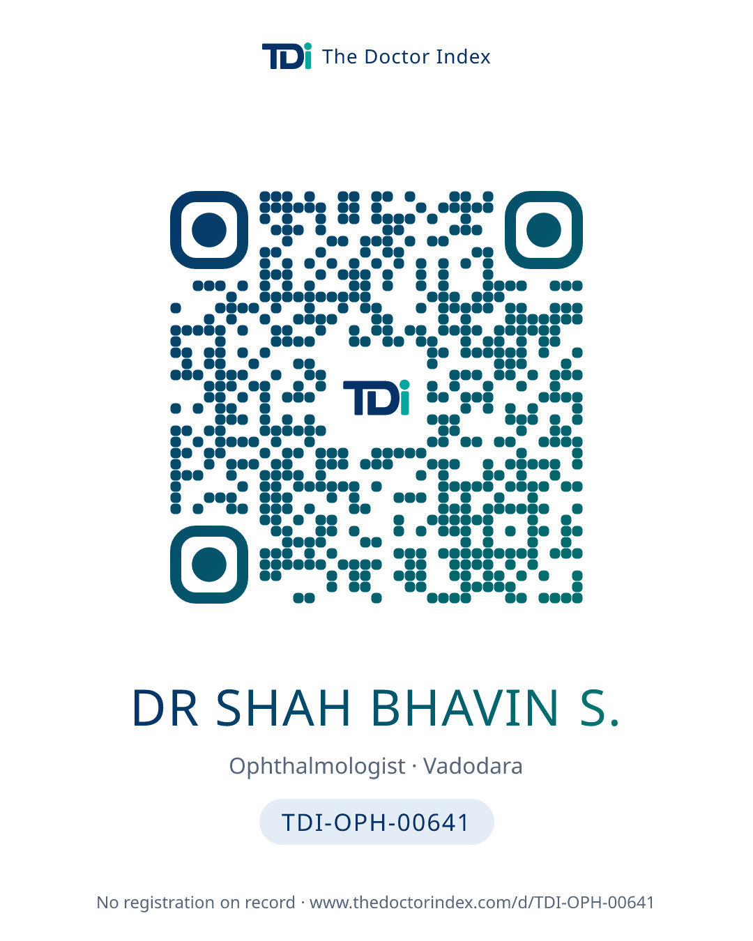 QR card for Dr Shah Bhavin S., TDI-OPH-00641