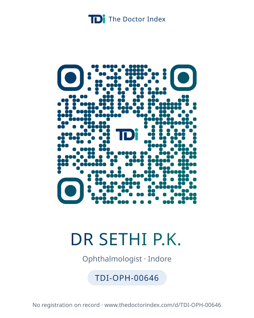 QR card for Dr Sethi P.K., TDI-OPH-00646