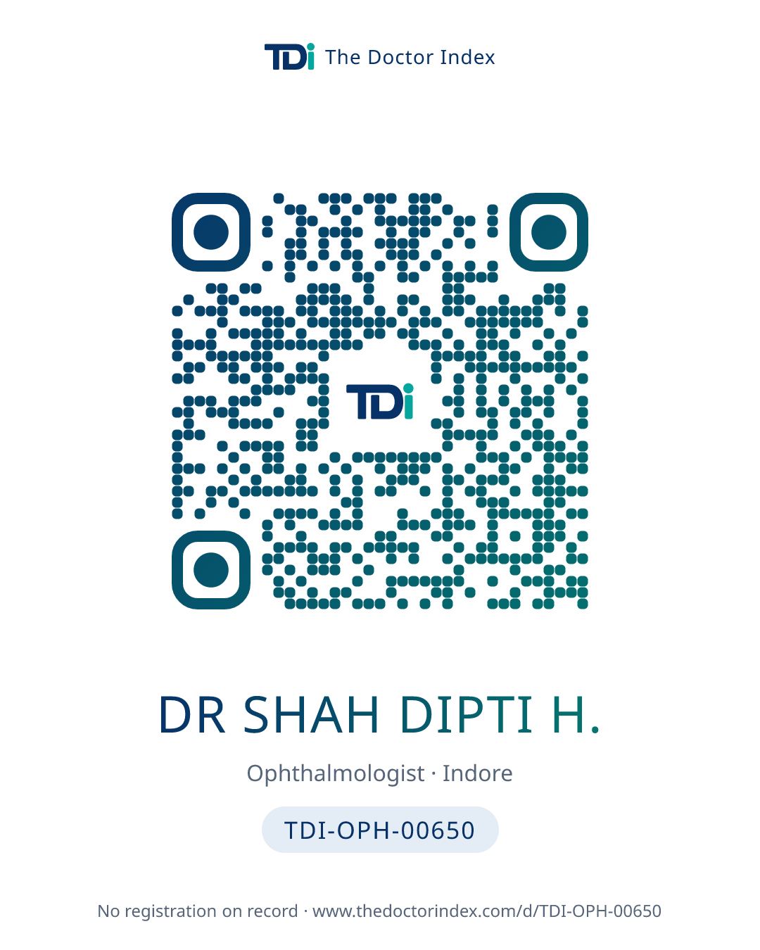 QR card for Dr Shah Dipti H., TDI-OPH-00650