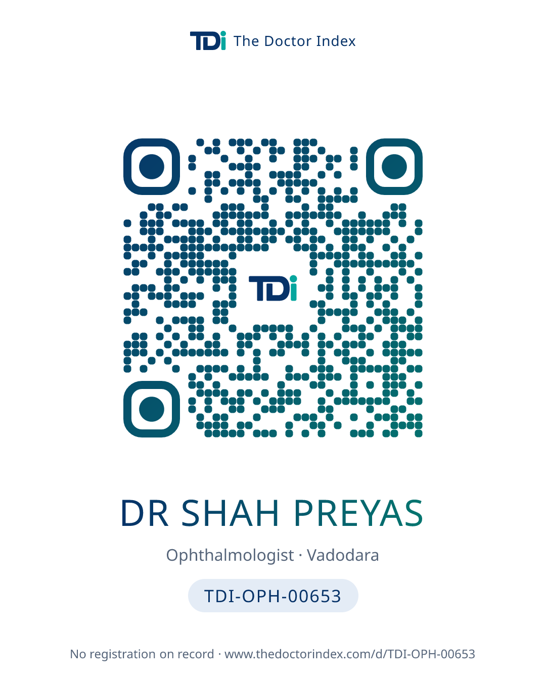 QR card for Dr Shah Preyas, TDI-OPH-00653