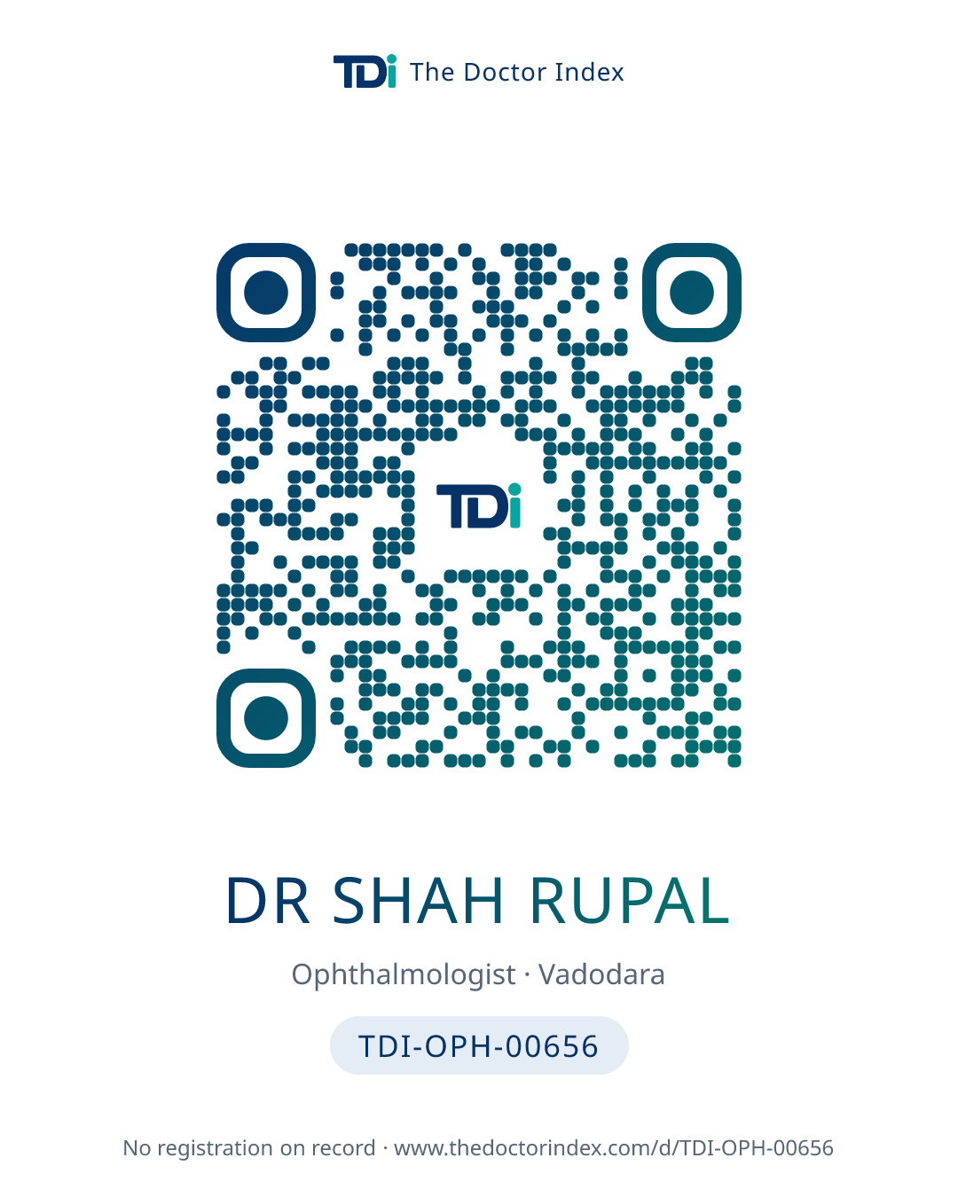 QR card for Dr Shah Rupal, TDI-OPH-00656