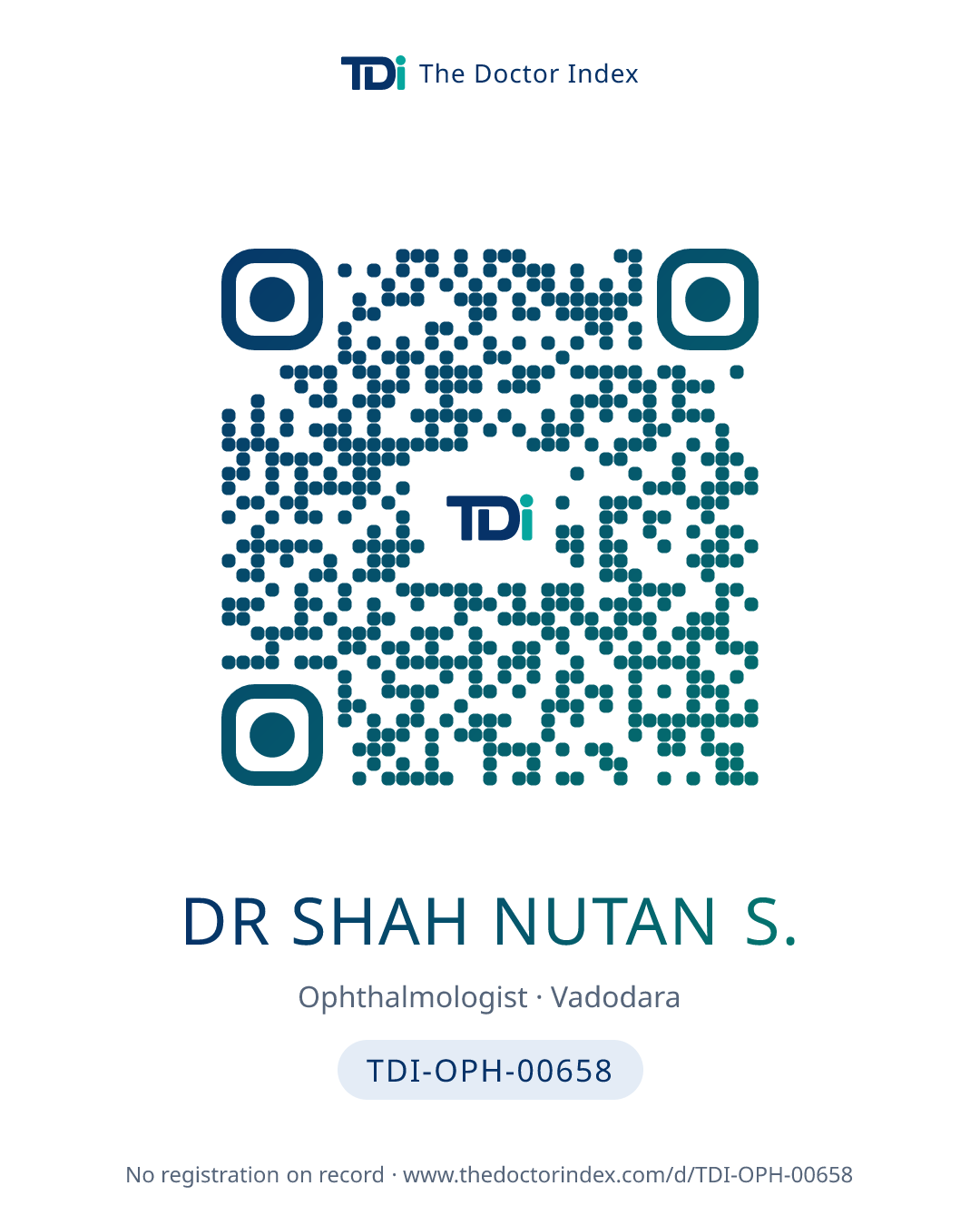 QR card for Dr Shah Nutan S., TDI-OPH-00658
