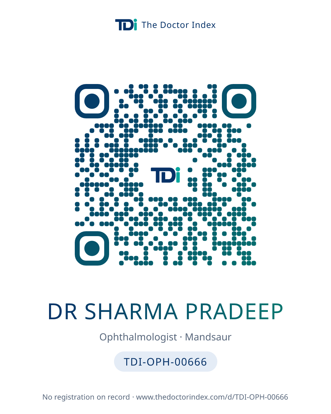 QR card for Dr Sharma Pradeep, TDI-OPH-00666