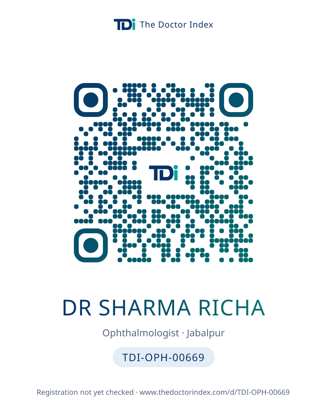 QR card for Dr Sharma Richa, TDI-OPH-00669