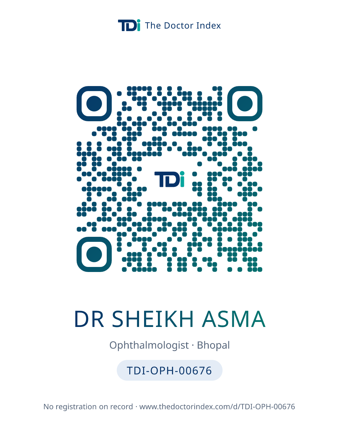 QR card for Dr Sheikh Asma, TDI-OPH-00676