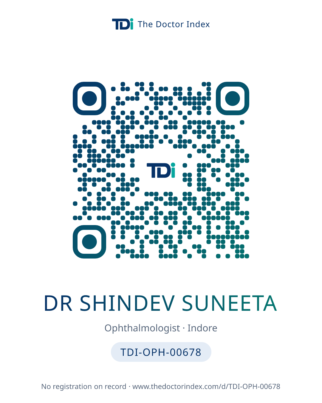 QR card for Dr Shindev Suneeta, TDI-OPH-00678