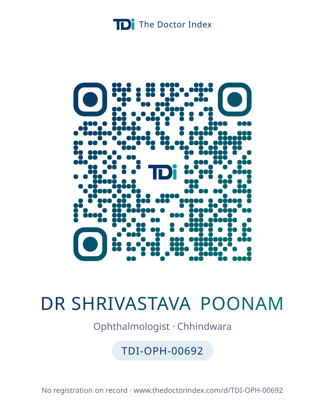 QR card for Dr Shrivastava Poonam, TDI-OPH-00692