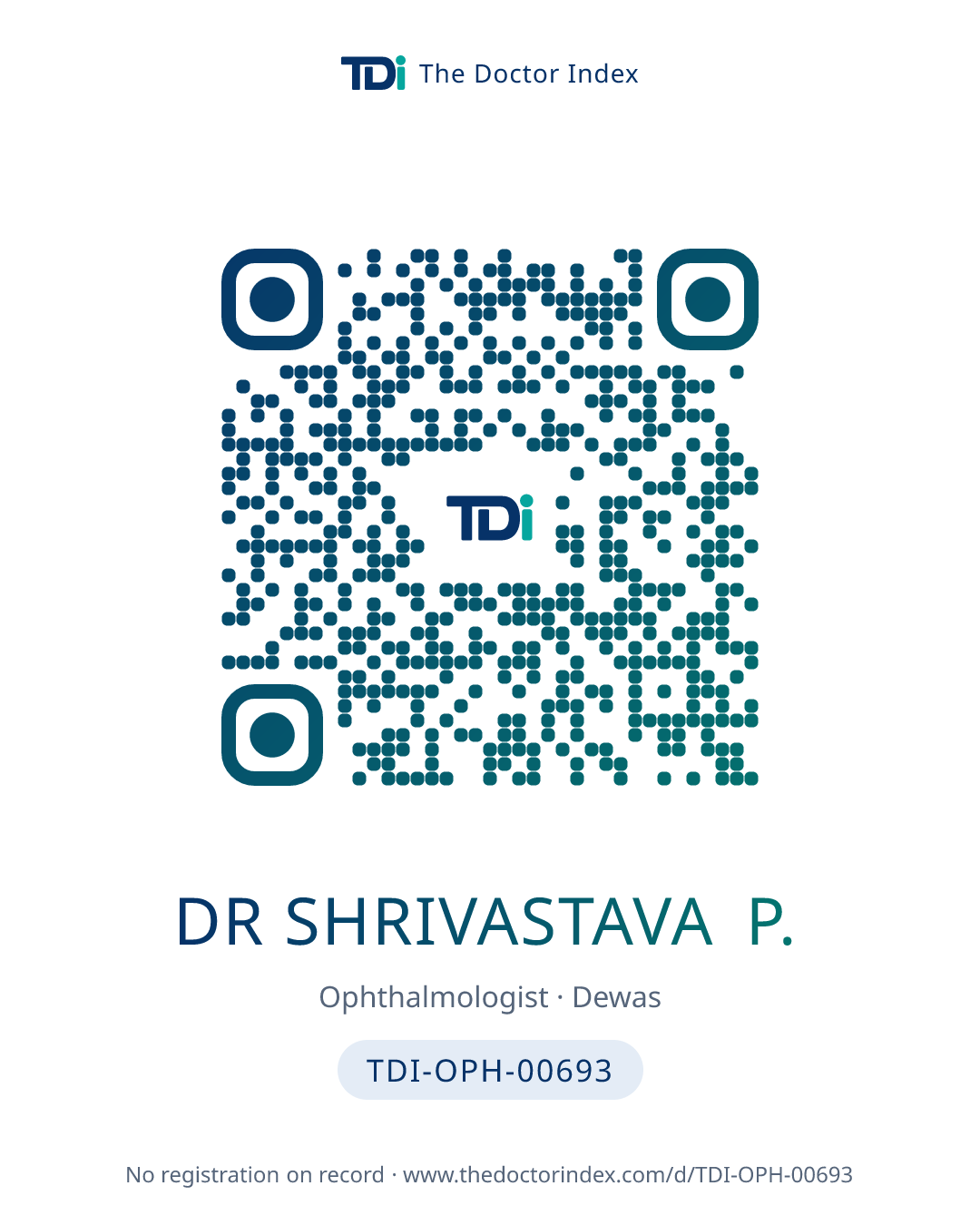 QR card for Dr Shrivastava P., TDI-OPH-00693