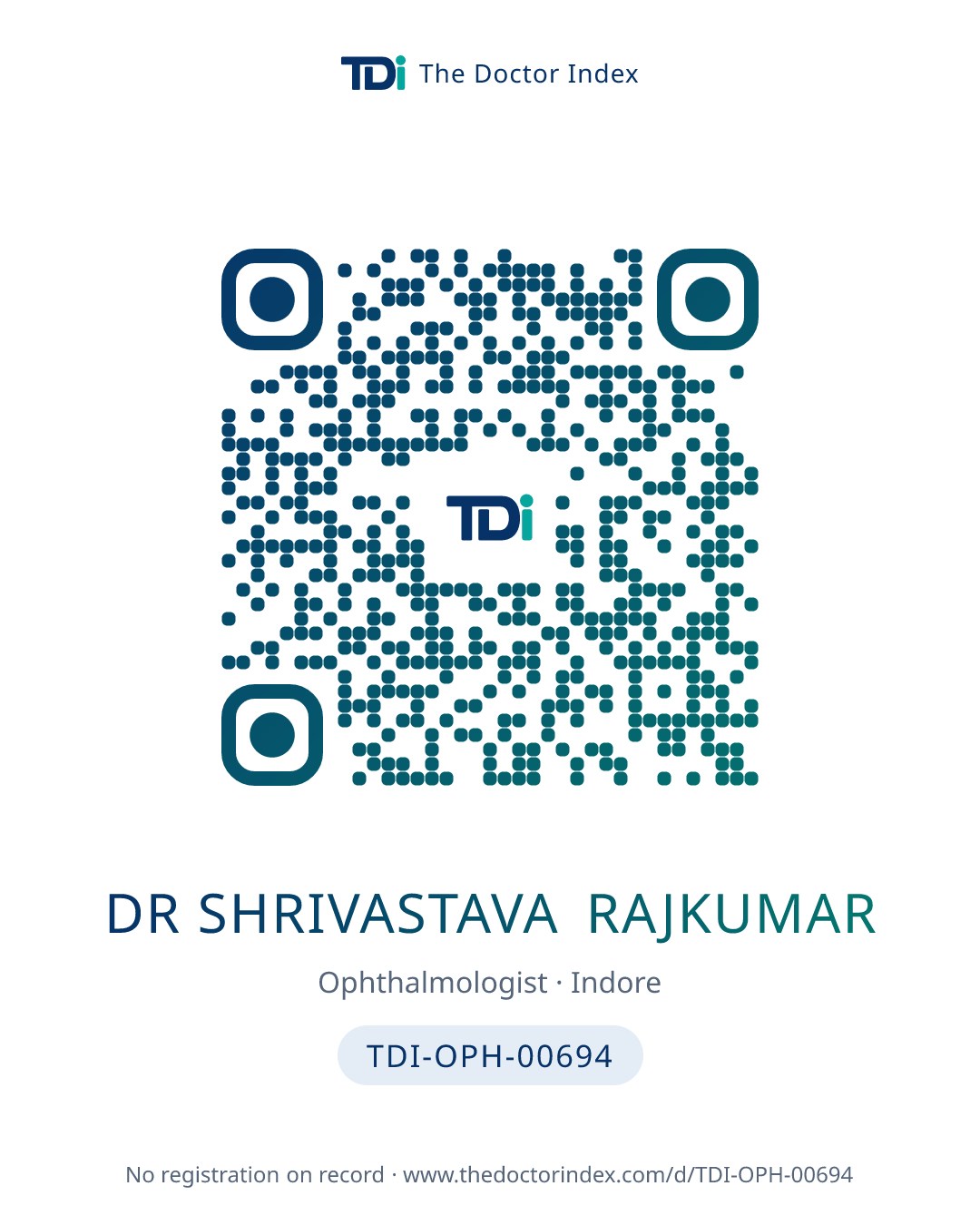 QR card for Dr Shrivastava Rajkumar, TDI-OPH-00694