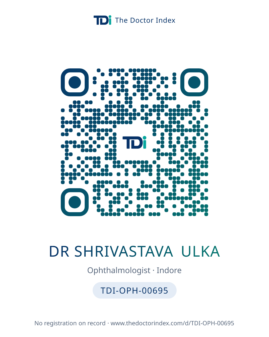 QR card for Dr Shrivastava Ulka, TDI-OPH-00695
