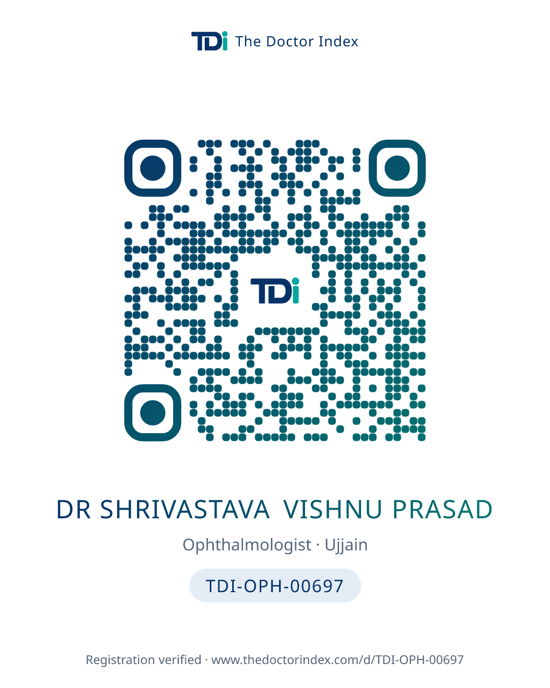 QR card for Dr Shrivastava Vishnu Prasad, TDI-OPH-00697