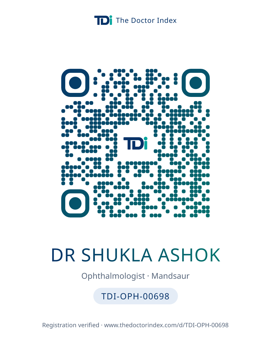 QR card for Dr Shukla Ashok, TDI-OPH-00698
