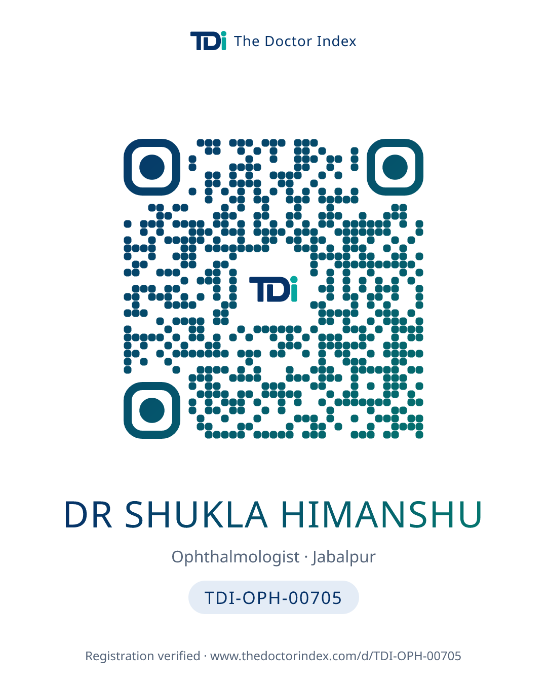 QR card for Dr Shukla Himanshu, TDI-OPH-00705
