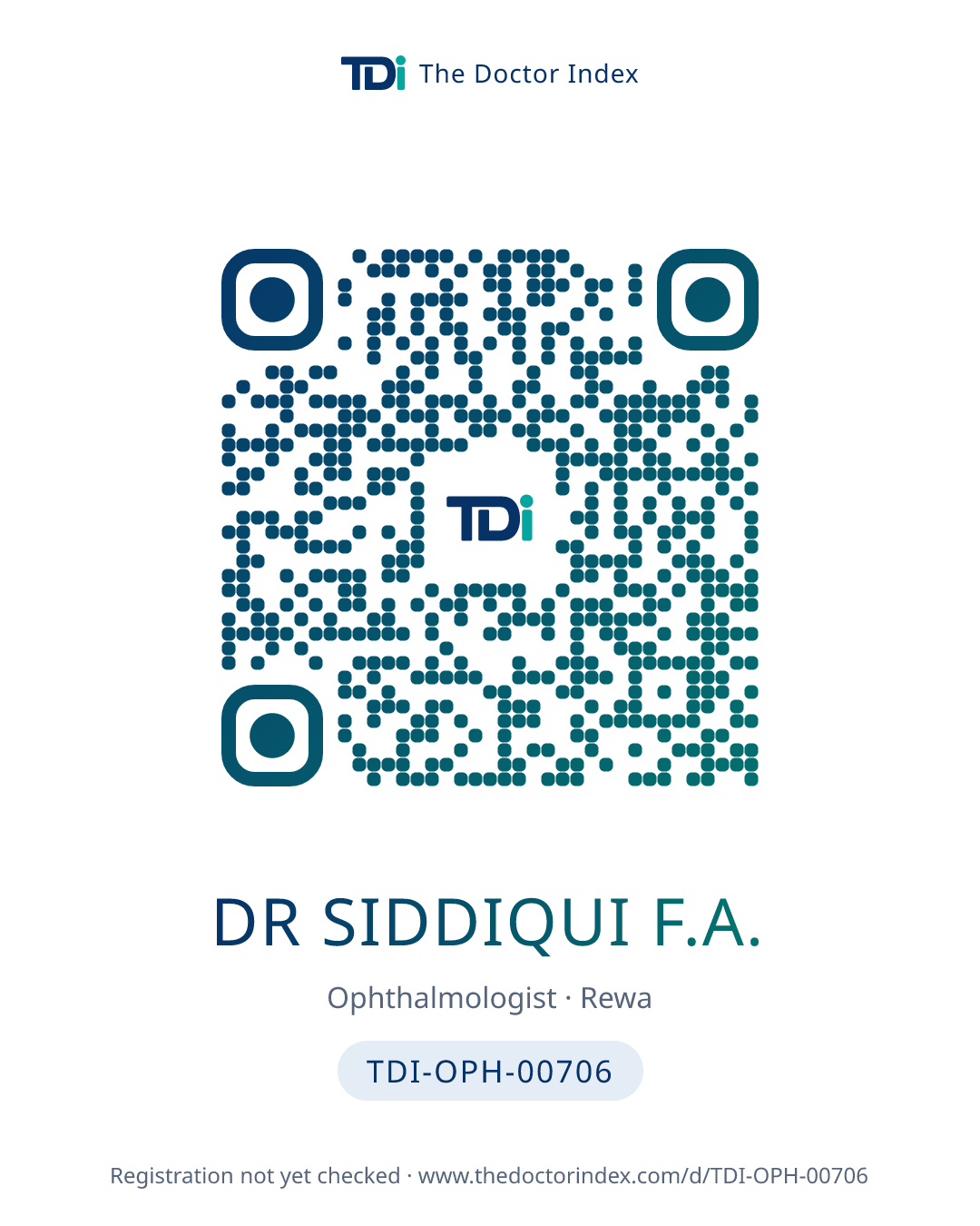 QR card for Dr Siddiqui F.A., TDI-OPH-00706