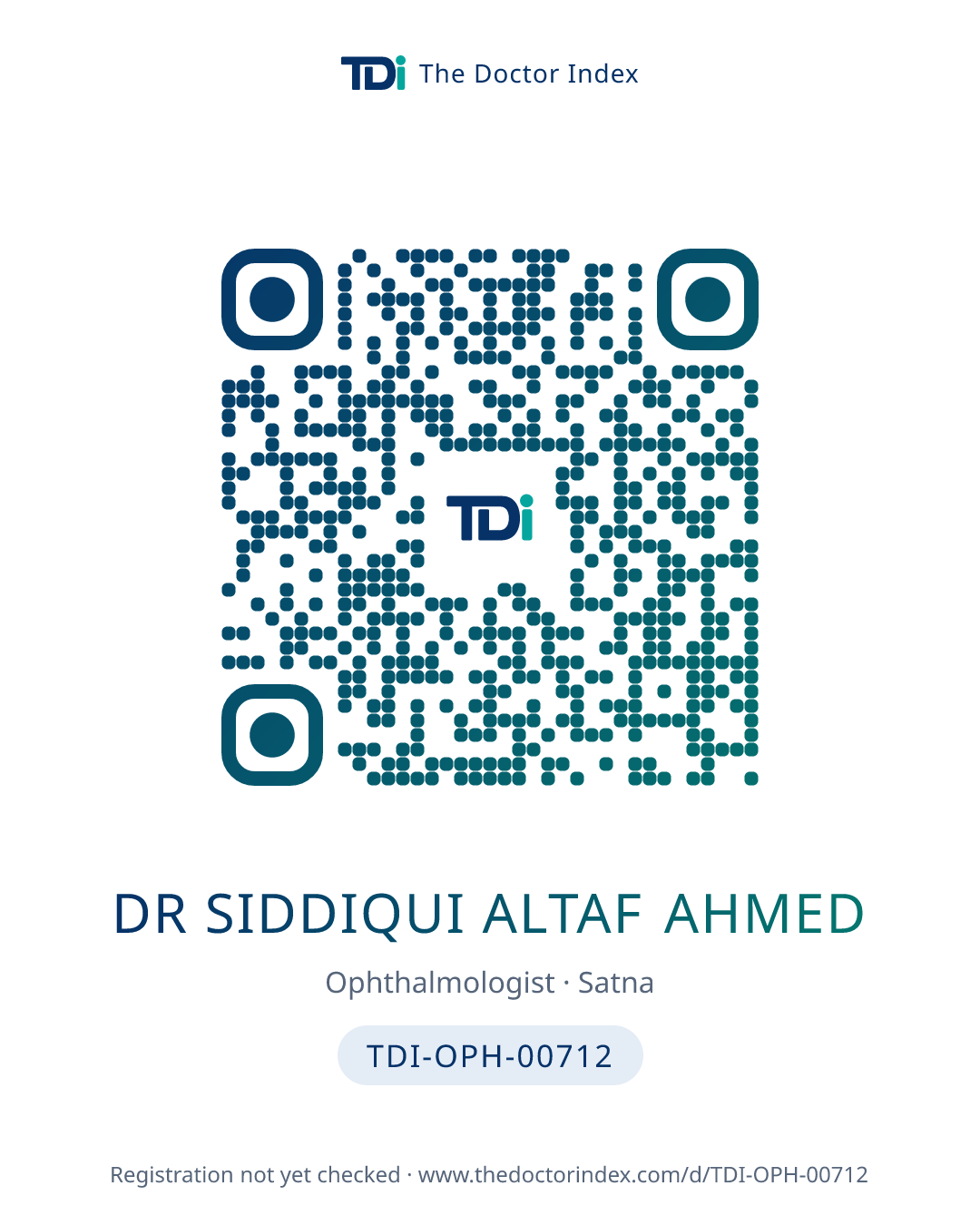 QR card for Dr Siddiqui Altaf Ahmed, TDI-OPH-00712