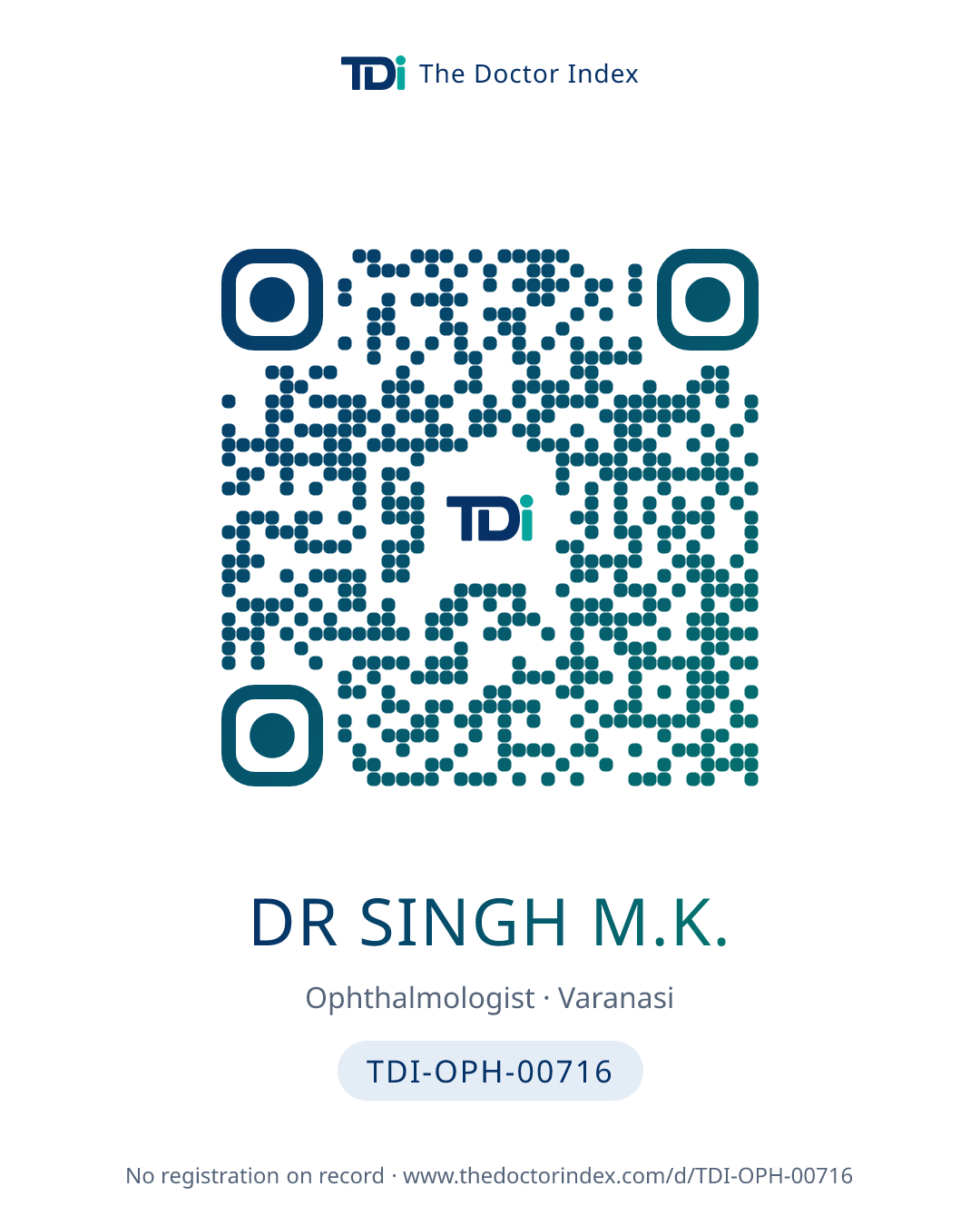 QR card for Dr Singh M.K., TDI-OPH-00716