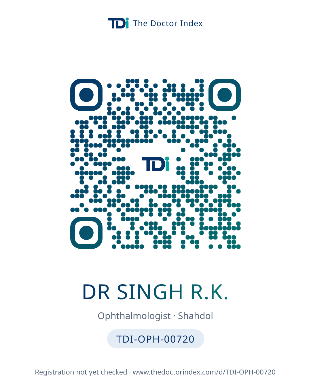 QR card for Dr Singh R.K., TDI-OPH-00720