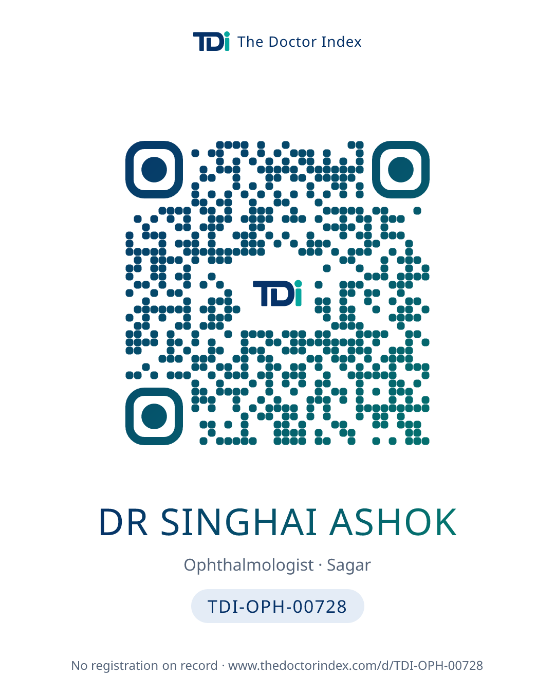 QR card for Dr Singhai Ashok, TDI-OPH-00728