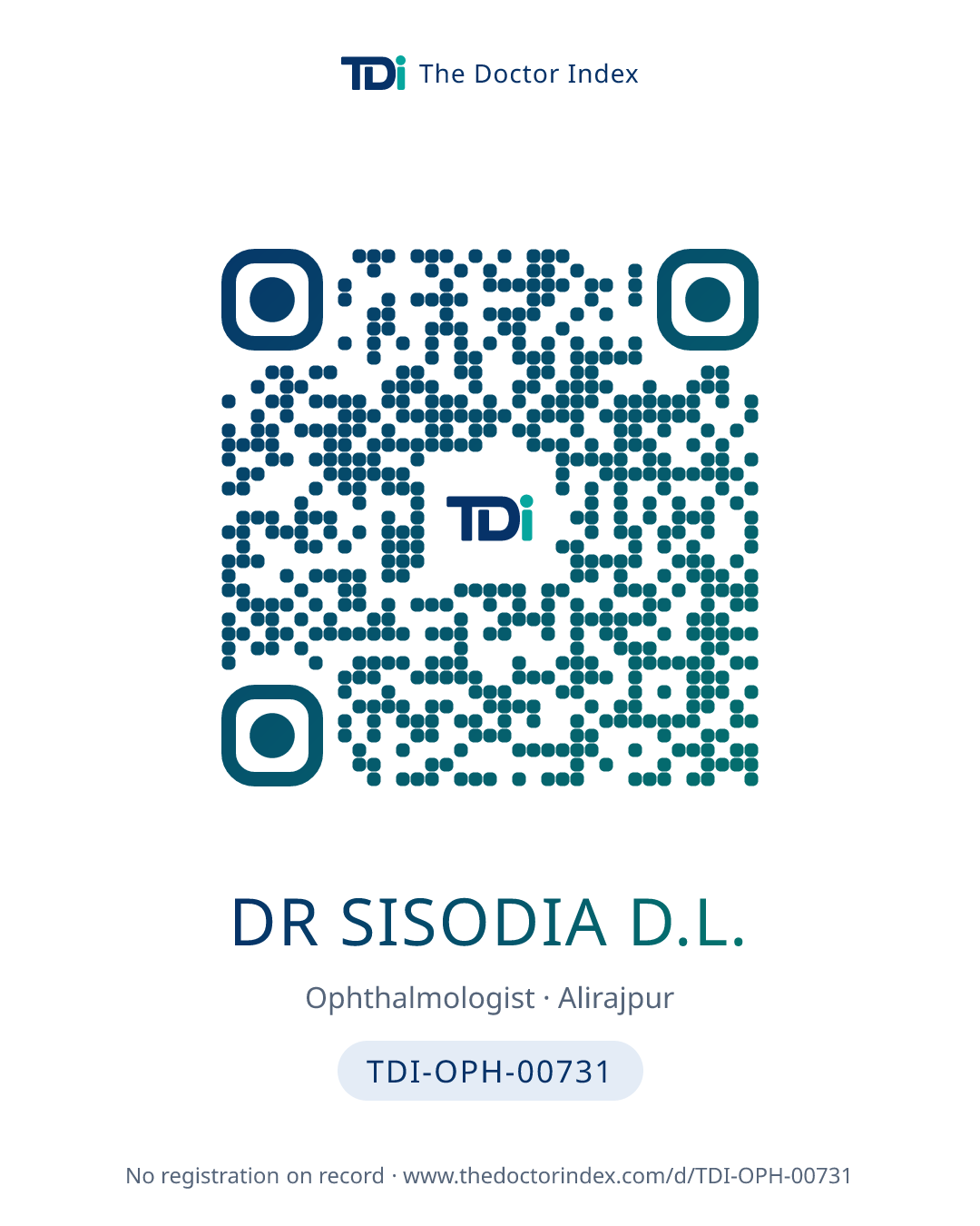 QR card for Dr Sisodia D.L., TDI-OPH-00731