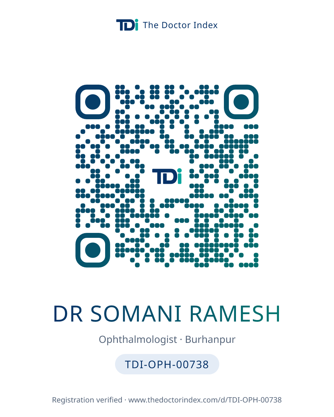 QR card for Dr Somani Ramesh, TDI-OPH-00738