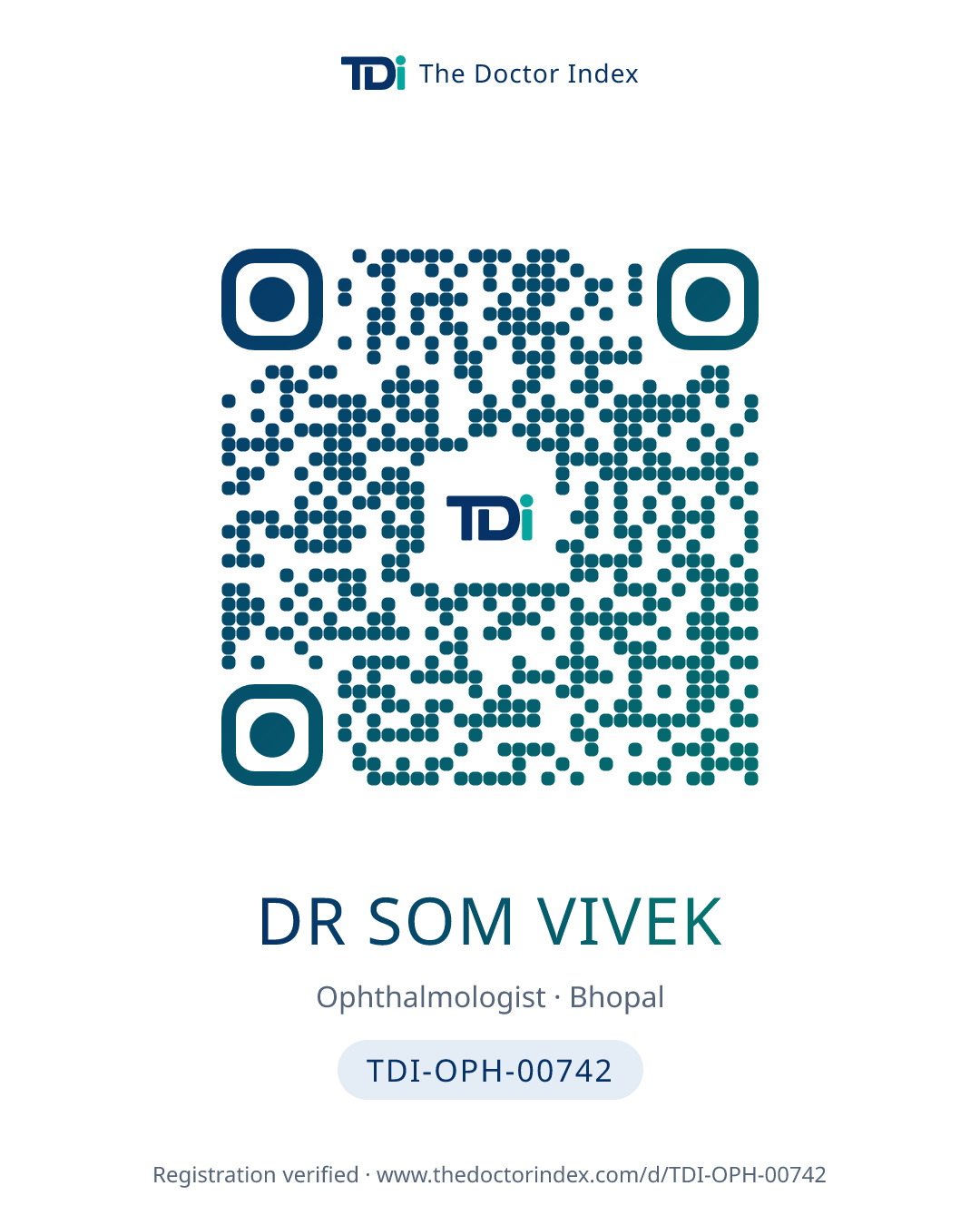 QR card for Dr Som Vivek, TDI-OPH-00742