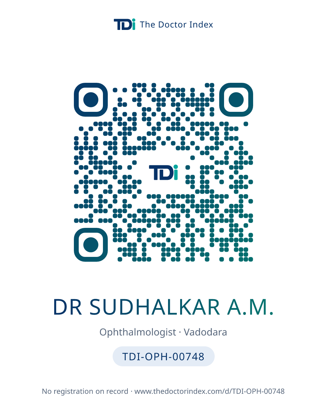 QR card for Dr Sudhalkar A.M., TDI-OPH-00748
