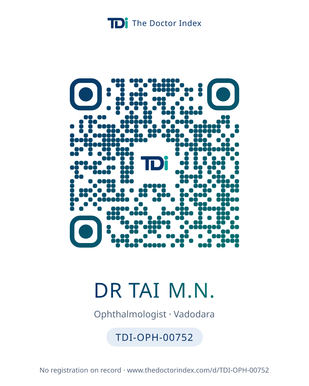 QR card for Dr Tai M.N., TDI-OPH-00752