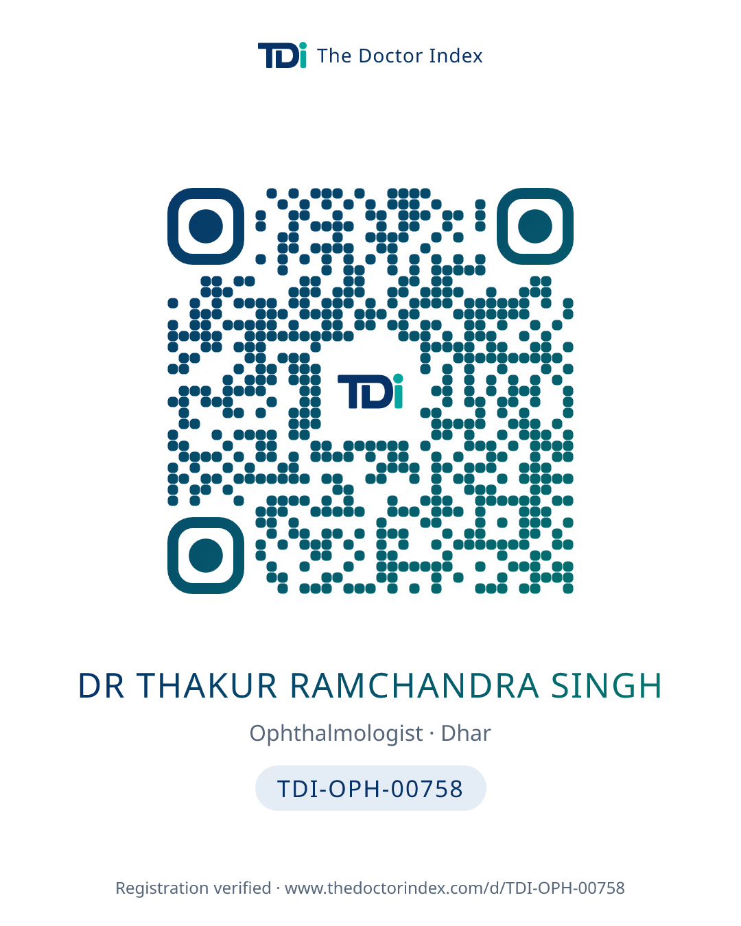QR card for Dr Thakur Ramchandra Singh, TDI-OPH-00758