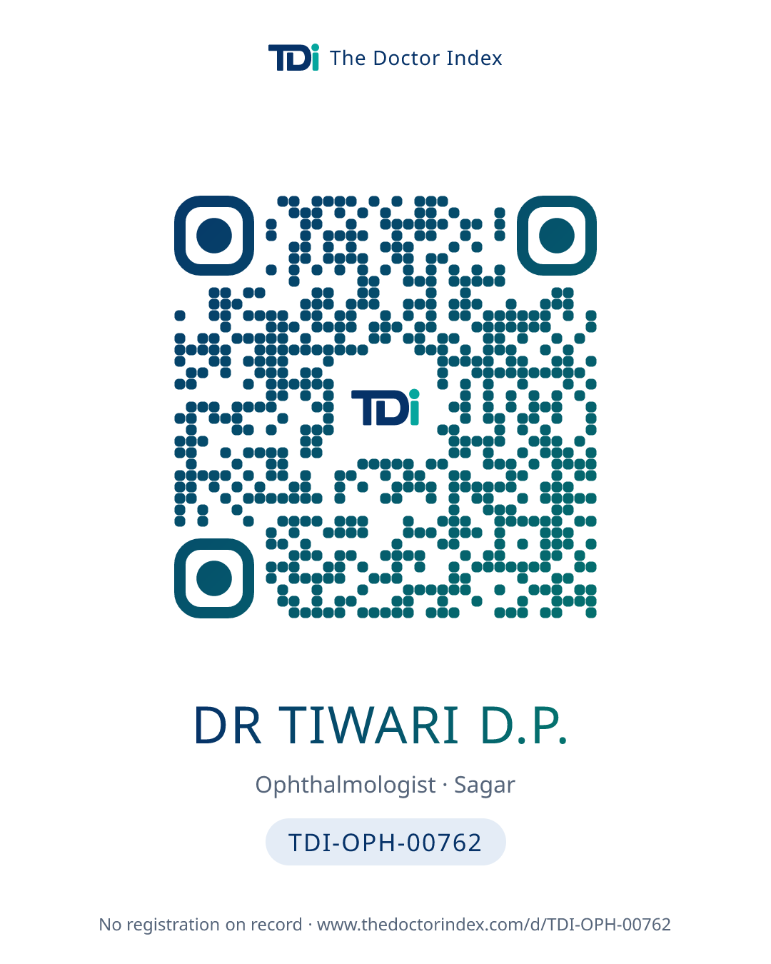 QR card for Dr Tiwari D.P., TDI-OPH-00762