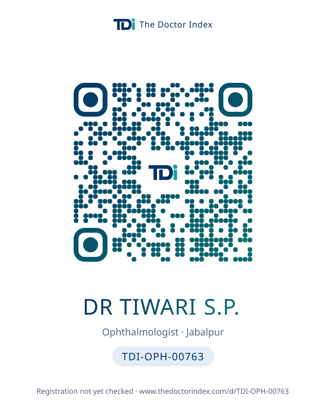 QR card for Dr Tiwari S.P., TDI-OPH-00763