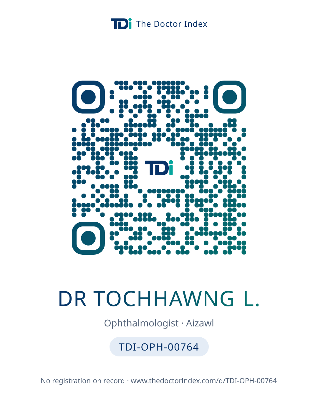 QR card for Dr Tochhawng L., TDI-OPH-00764