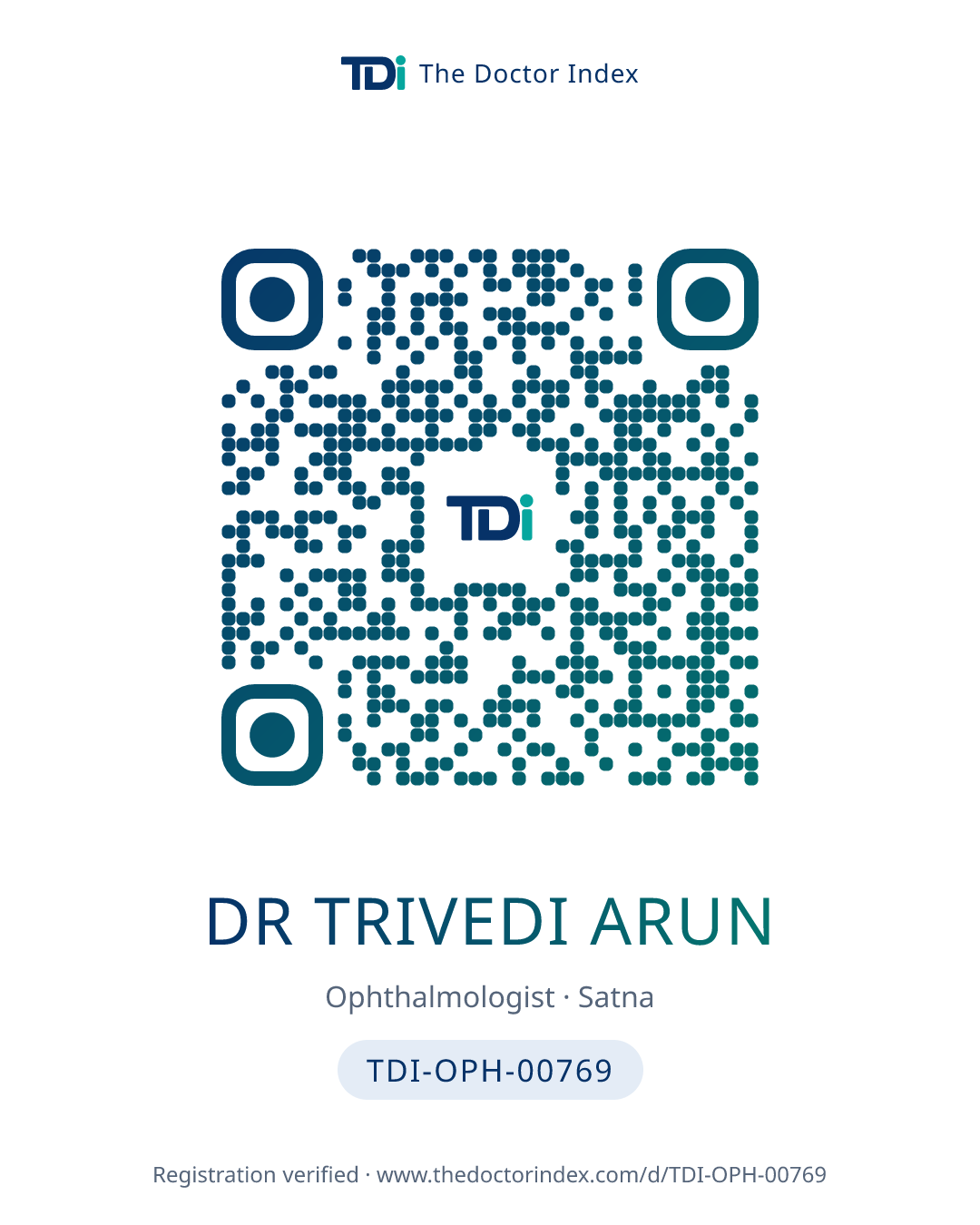 QR card for Dr Trivedi Arun, TDI-OPH-00769