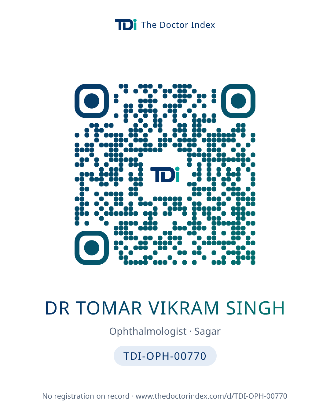 QR card for Dr Tomar Vikram Singh, TDI-OPH-00770