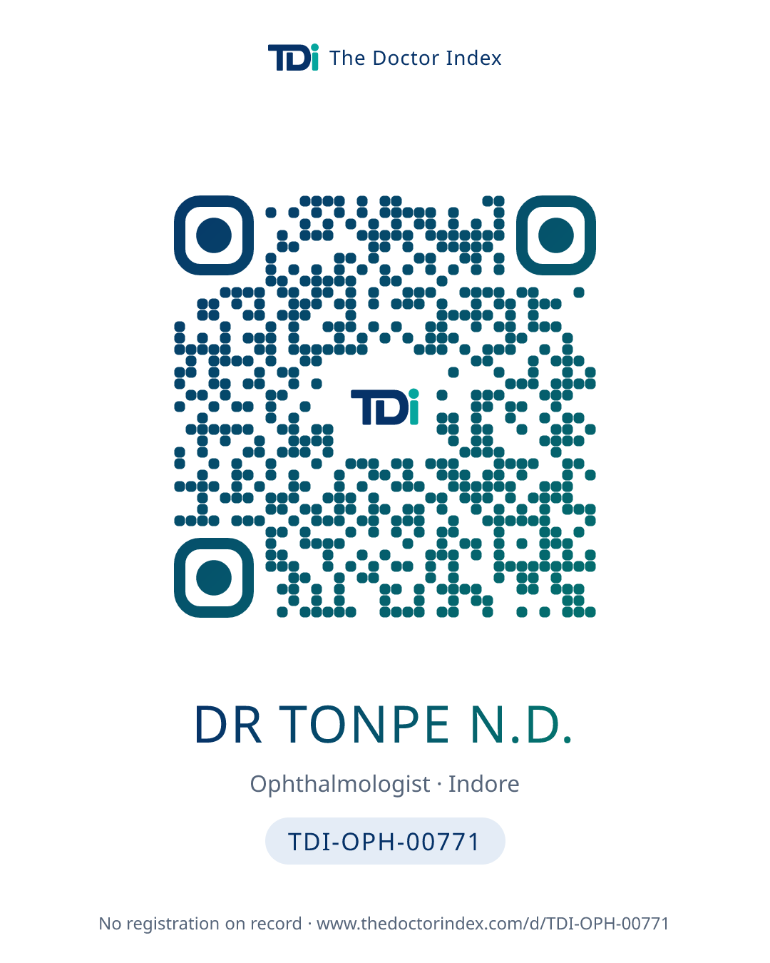 QR card for Dr Tonpe N.D., TDI-OPH-00771