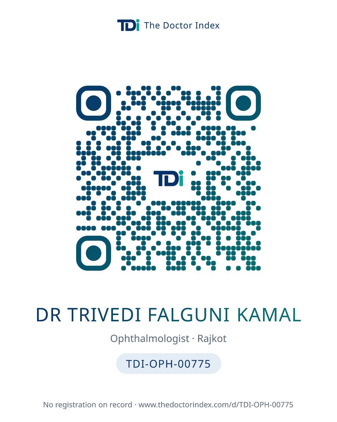 QR card for Dr Trivedi Falguni Kamal, TDI-OPH-00775