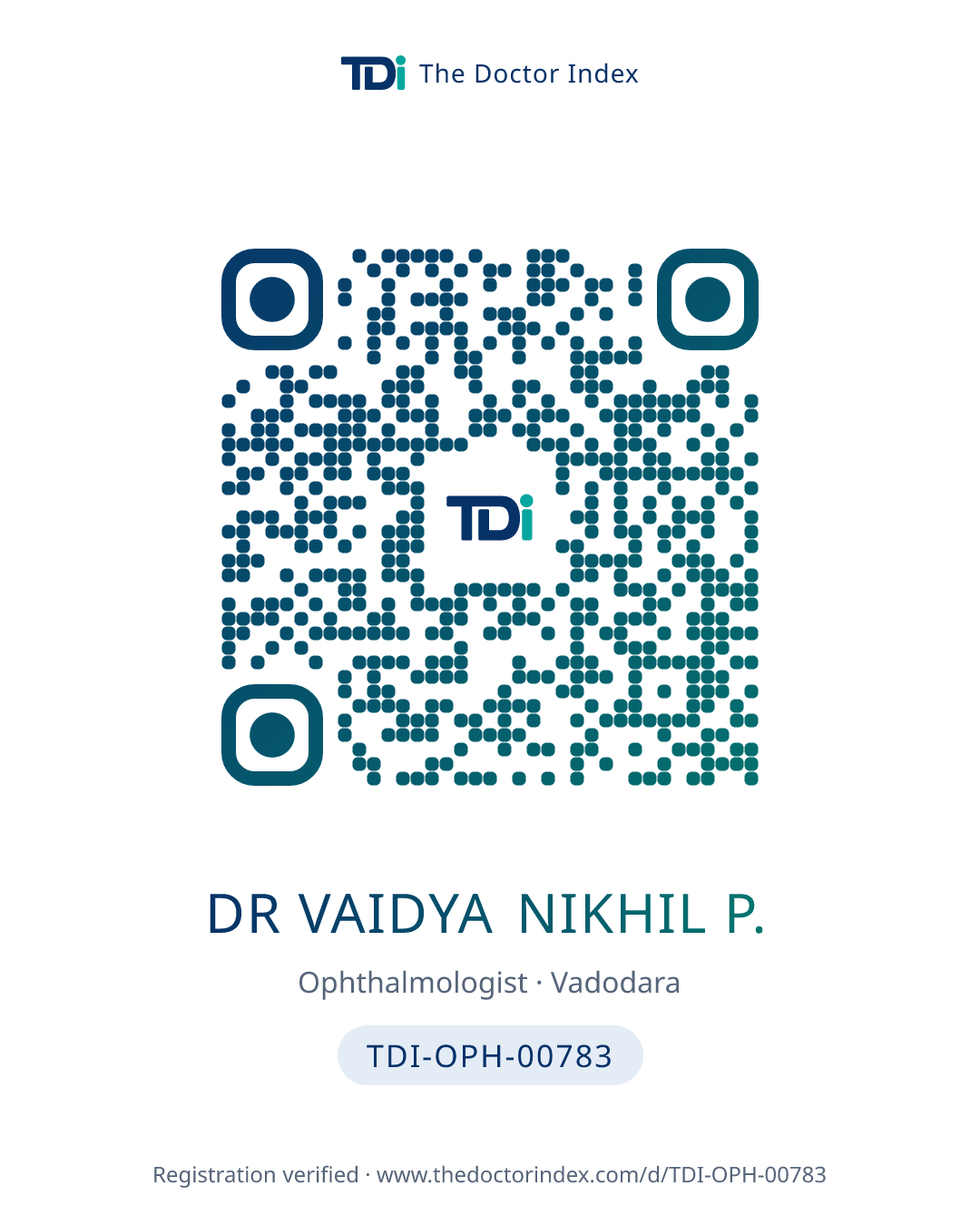 QR card for Dr Vaidya Nikhil P., TDI-OPH-00783