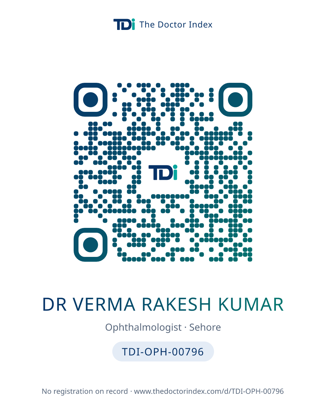QR card for Dr Verma Rakesh Kumar, TDI-OPH-00796