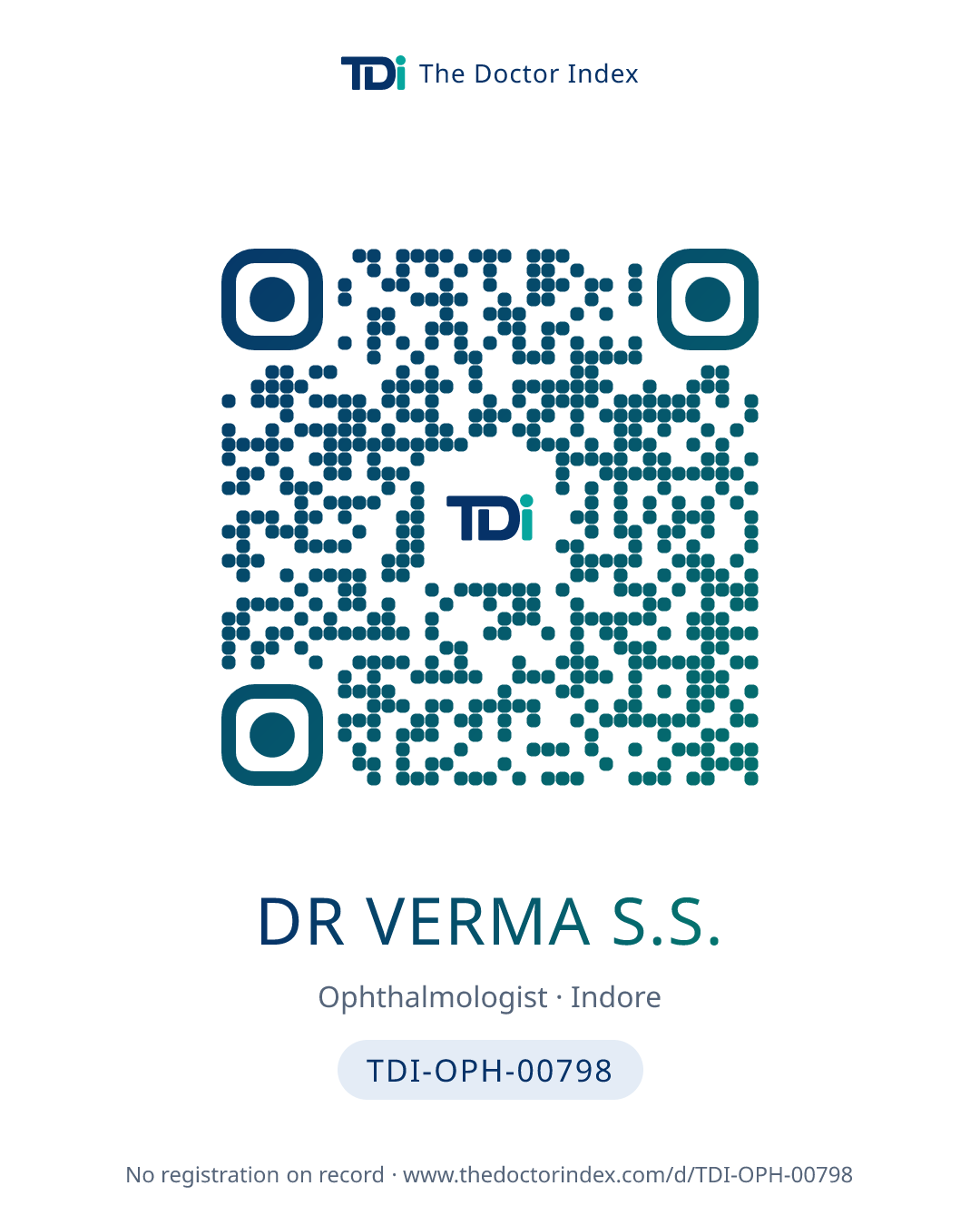 QR card for Dr Verma S.S., TDI-OPH-00798