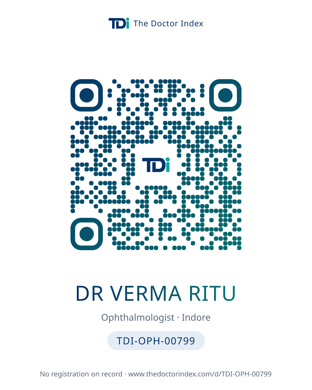 QR card for Dr Verma Ritu, TDI-OPH-00799