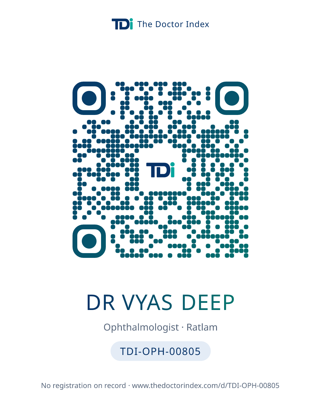 QR card for Dr Vyas Deep, TDI-OPH-00805