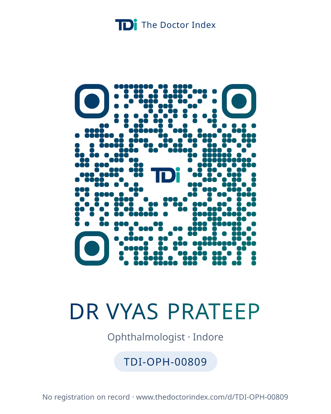 QR card for Dr Vyas Prateep, TDI-OPH-00809