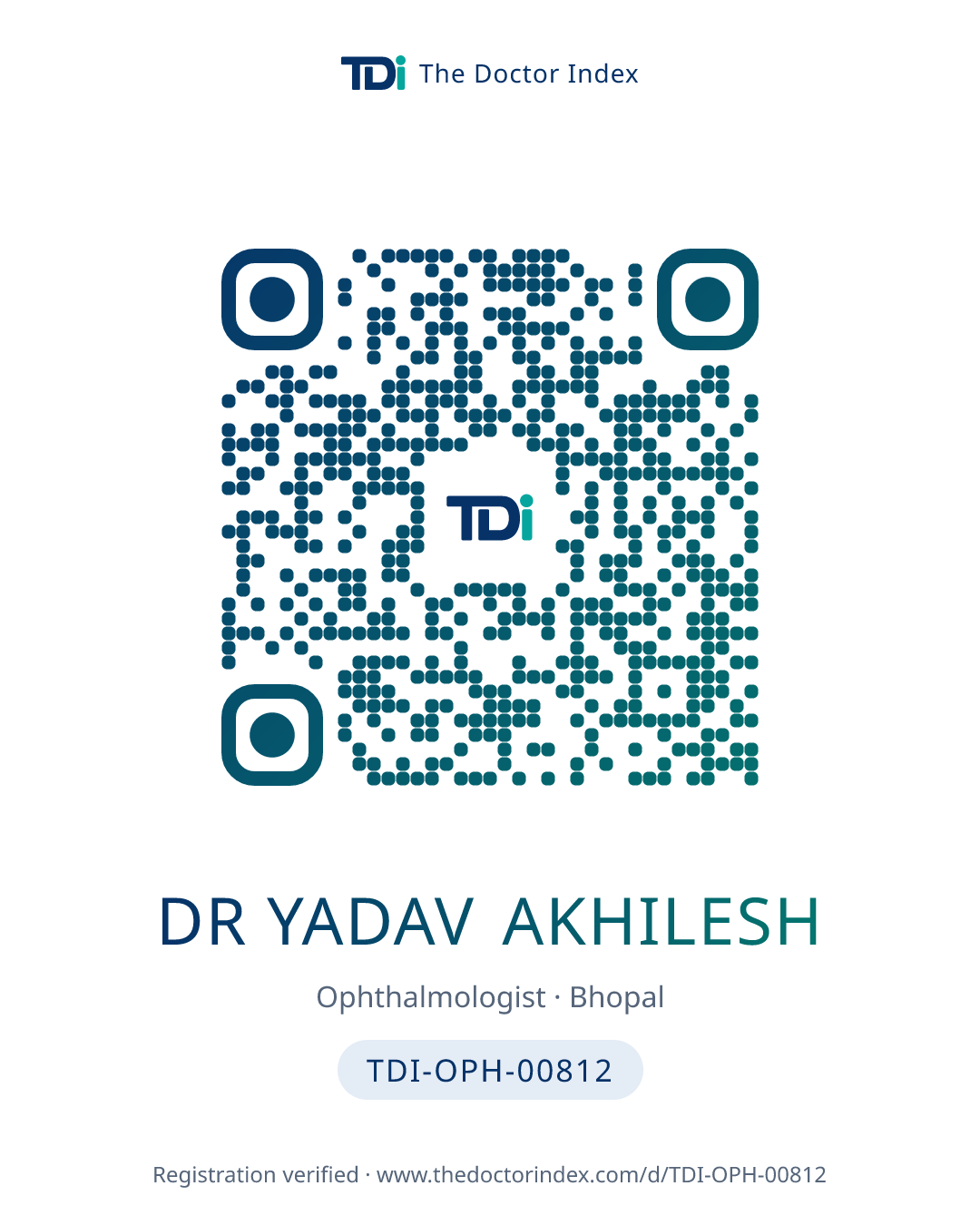 QR card for Dr Yadav Akhilesh, TDI-OPH-00812