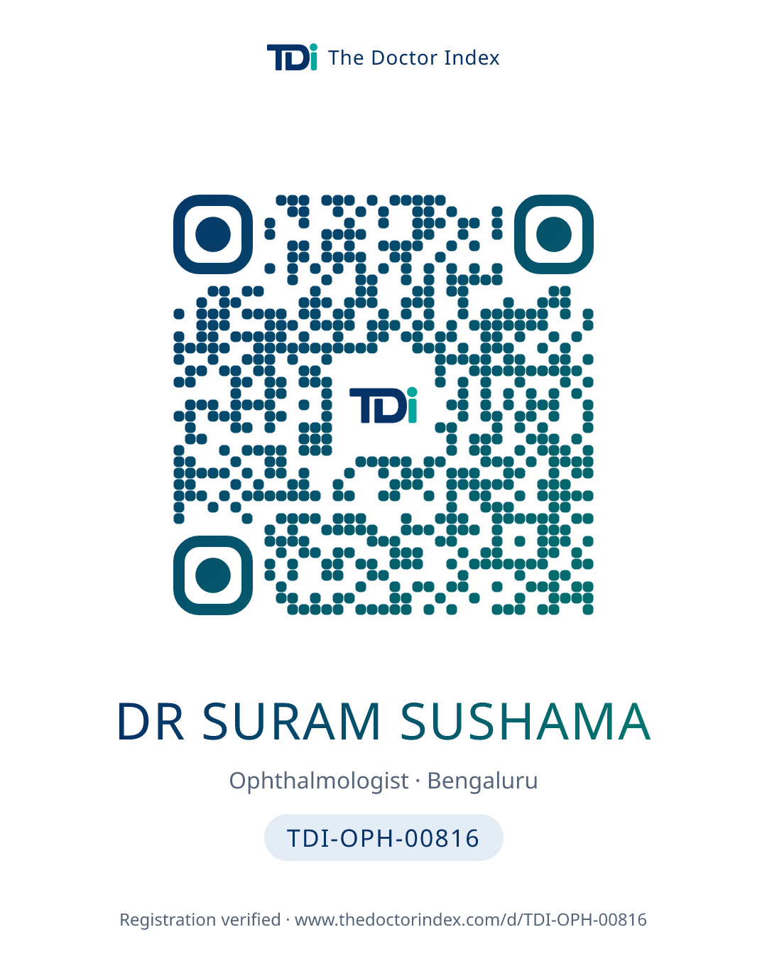 QR card for Dr Suram Sushama, TDI-OPH-00816
