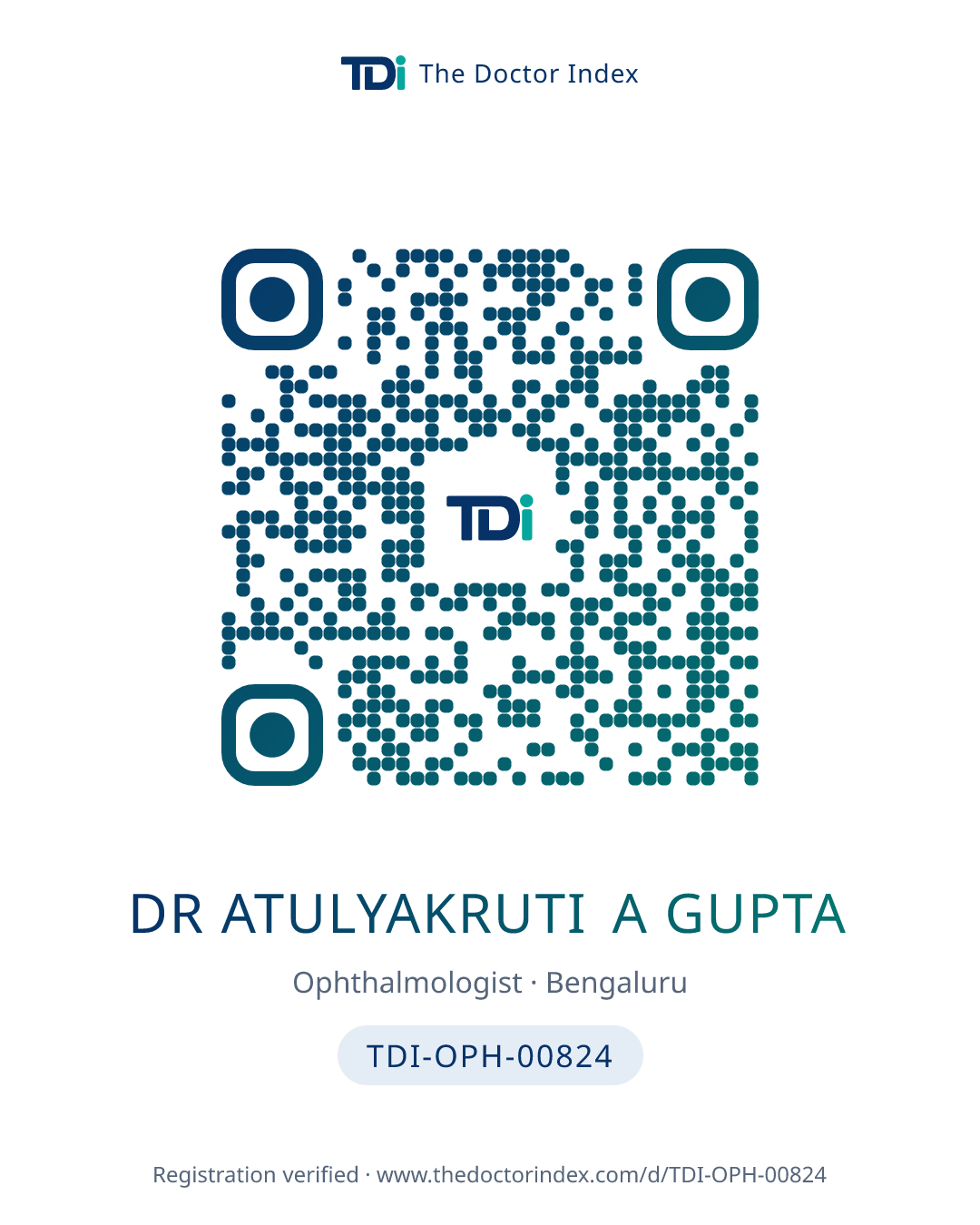 QR card for Dr Atulyakruti A Gupta, TDI-OPH-00824